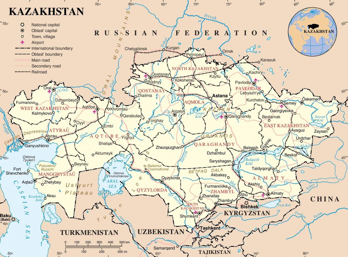 karta Kazahstana političke