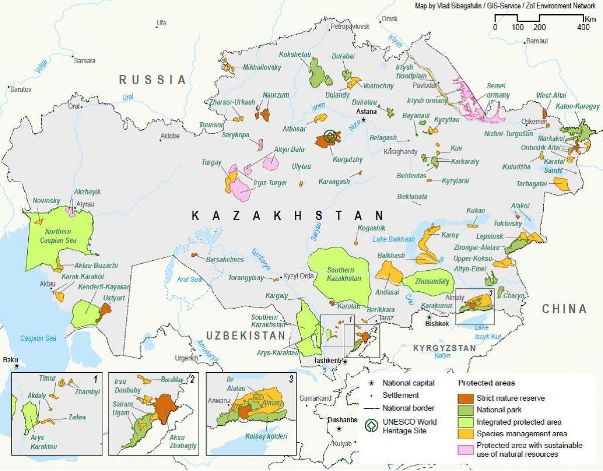 karta Kazahstana prirodni resursi