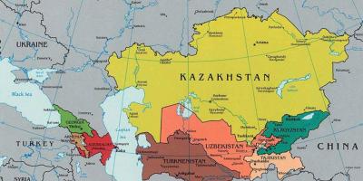 Karta Kazahstana susjednih zemalja