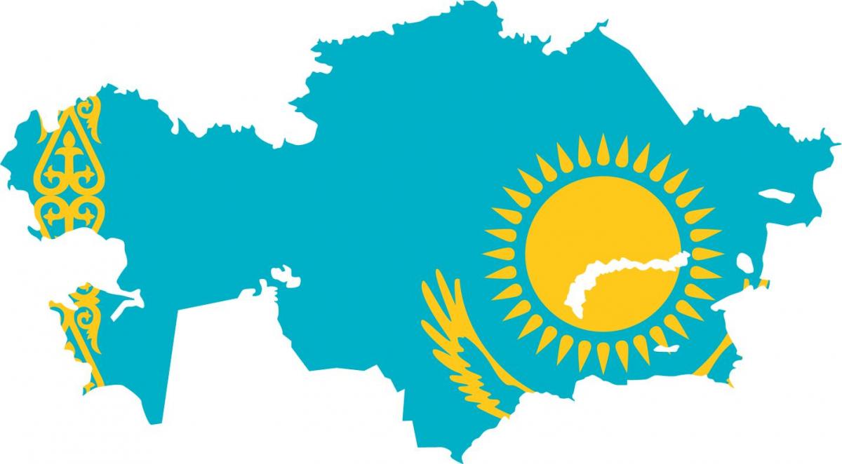 karta Kazahstana zastava