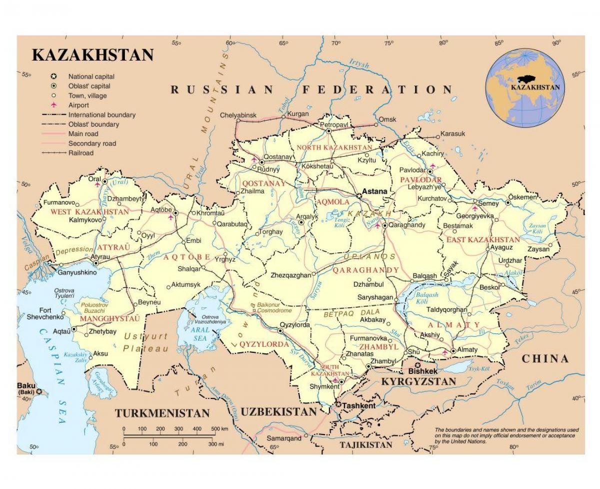 karta Kazahstana zračne luke